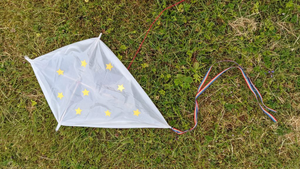DIY plastic bag kite for kids.