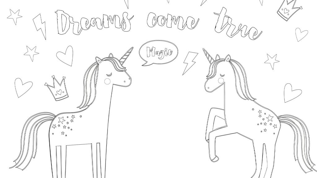 Printable unicorn colouring page