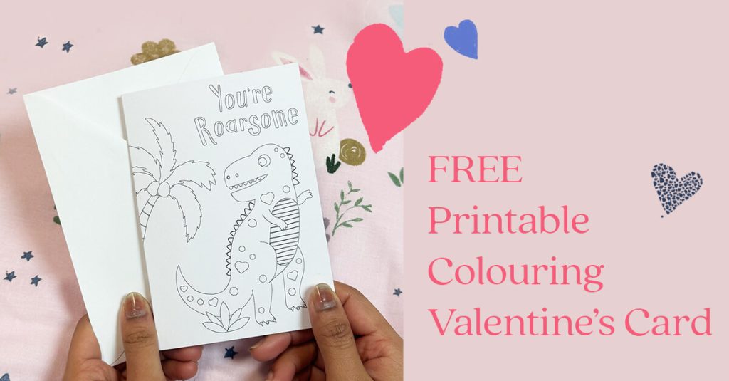 FREE printable colouring valentine's card